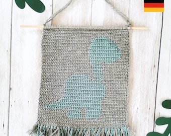 Crochet instruction PDF dino dinosaur wall picture decor crochet children&#39;s room instruction wall picture wall hanging