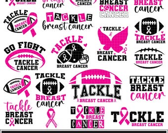 Tackle borstkanker svg-bundel, bestrijding van borstkanker svg, kanker bewustzijn voetbal svg, Pink October svg, shirt borstkanker