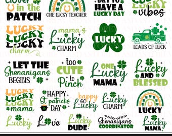 Happy St Patrick's day svg bundle, Happy go lucky svg, One lucky mama svg, Lucky charm svg, St Patrick's day shirt svg, St Patrick quotes