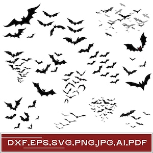 Halloween Flying bat svg, Halloween bats svg bundle, Flying Bats png, Spooky bats svg, Bat silhouette, Cut files