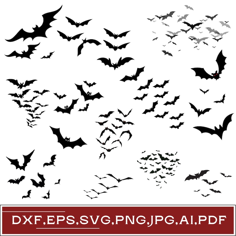 Flying bat svg, Bat swarm svg, Halloween bats svg bundle, Bats png, Spooky bats svg, Bat silhouette, Cut files