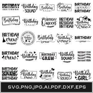 Birthday crew svg bundle, Girls birthday crew svg png, Birthday girl svg, Birthday squad svg, Birthday queen svg