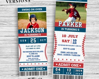 Baseball ticket birthday invitation, Baseball ticket gift, Sport birthday invitation template, Baseball birthday party invite