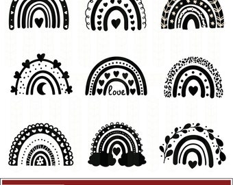 Boho rainbow svg, Pastel rainbow svg, Floral rainbow svg, Rainbow clipart, Cut files