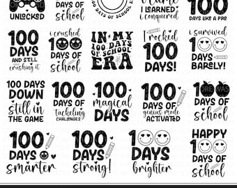 100 days of school svg bundle, 100 days of school teacher png, back to school svg, 100 days shirt, Back to school png, 100 days smarter svg