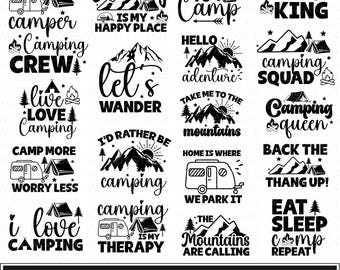 Camping-Svg-bundle, Camping-Zitate svg, Lagerleben-Svg, lustiges Camping-Svg, Lager-Sprüche svg, Abenteuer svg, Camping-Crew svg, Wandern-Svg