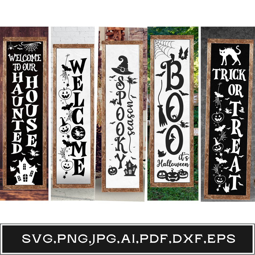 Halloween Porch Sign Svg Png Bundle, Halloween Welcome Sign Home Decor ...