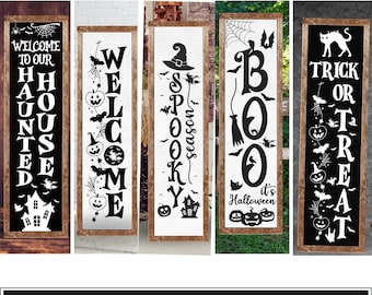Halloween porch sign svg png bundle, Halloween welcome sign home decor svg, Spooky season porch sign svg, Cricut files, Cut files