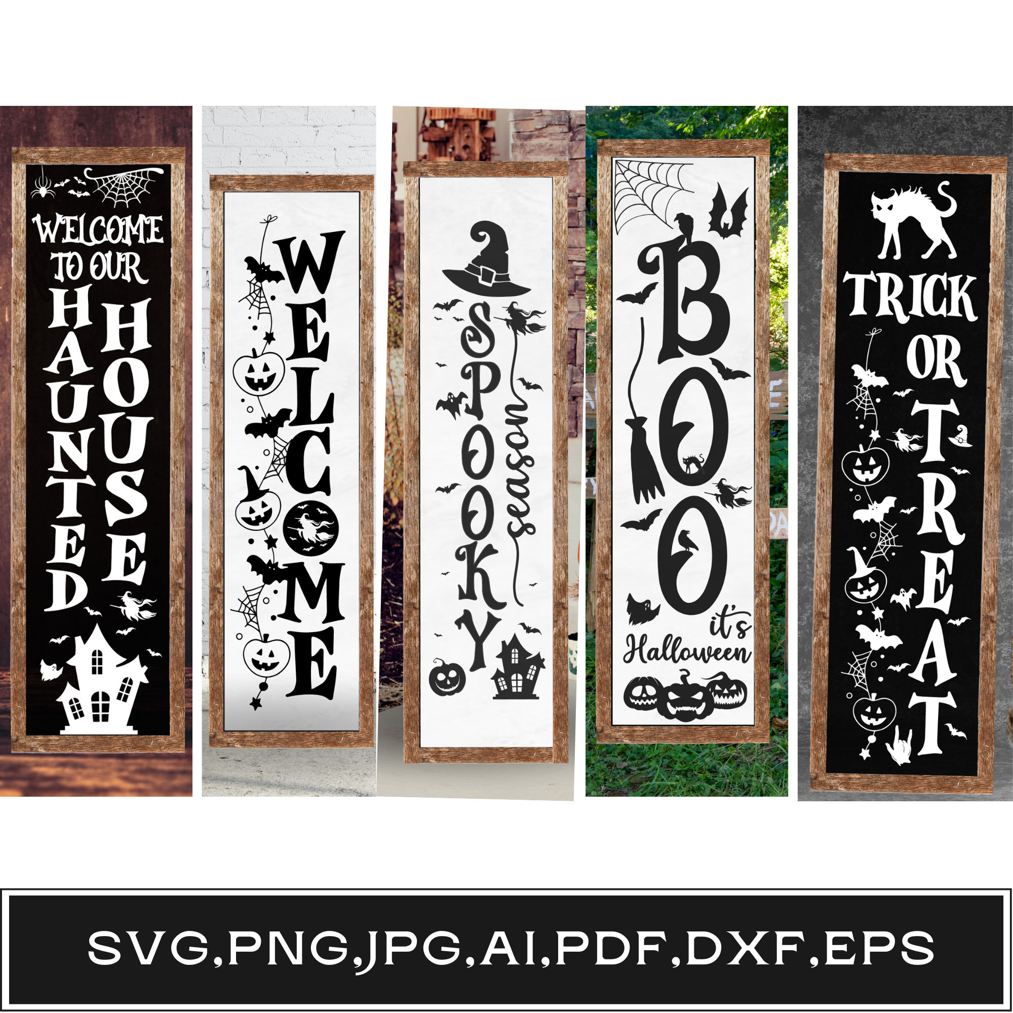 Halloween Porch Sign Svg Png Bundle, Halloween Welcome Sign Home Decor ...
