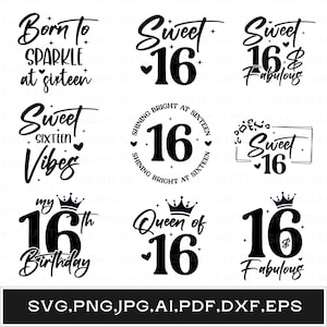 Sweet sixteen svg bundle, Sweet 16 svg, Birthday queen svg, 16th birthday svg, Birthday squad svg, Birthday girl svg, Digital Download