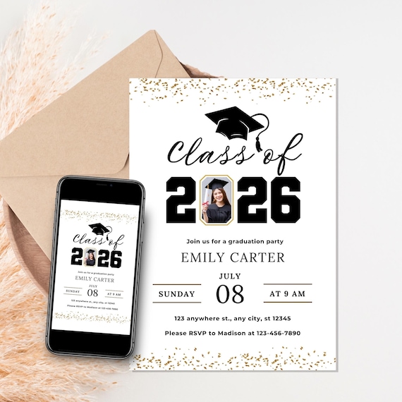 Class of 2026 Graduation party invite, Editable graduation party invite, Graduate party invite, Graduation announcement