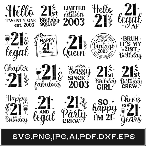 21st Birthday Svg - Etsy
