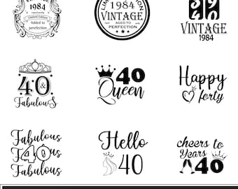 40th birthday svg bundle, Vintage 1984 svg, Aged perfection svg, Turning 40 svg, Happy 40th  birthday svg, Limited edition, Cricut files