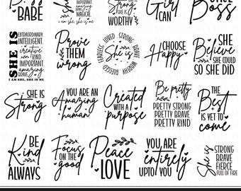 Woman empowerment svg, Motivational svg bundle, Inspirational svg, Positive quotes svg, Woman affirmation svg, She is me svg, Self love svg