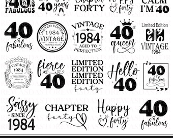 40th birthday svg bundle, 40th birthday png, Chapter forty svg, Hello forty svg, 40 and fabulous svg, 40th birthday shirt, Cricut files