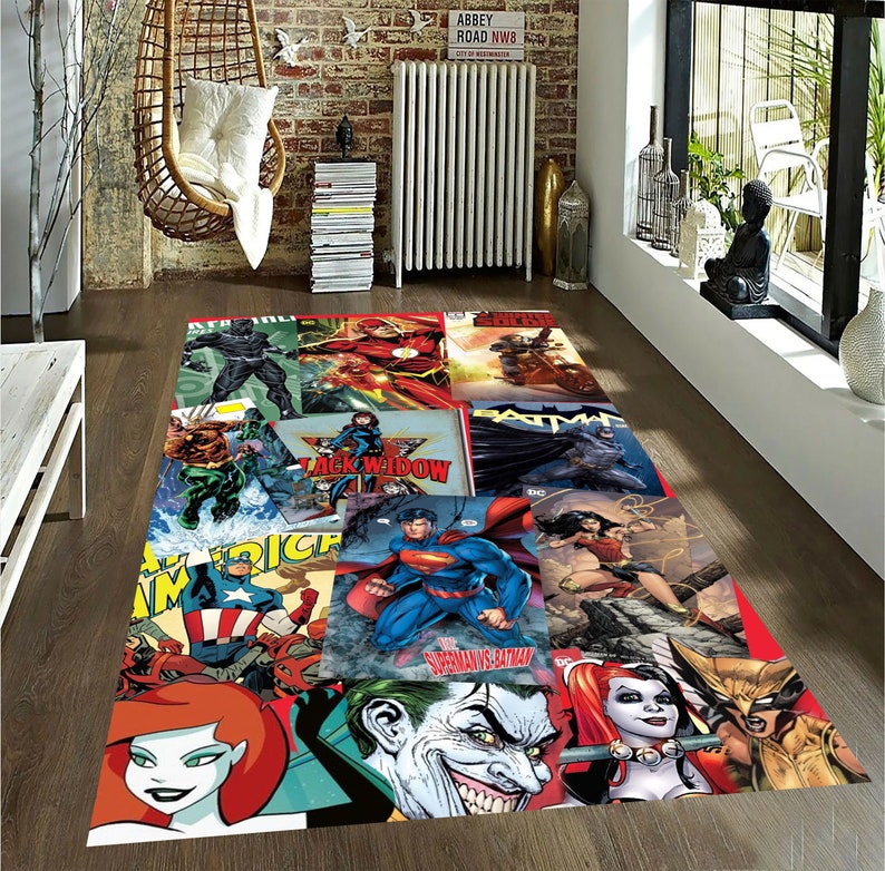 Spider Man,super Heros Rug, Hulk,iron Man, Kids Room Rug, Avengers