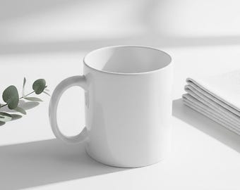 Mockup för 280 g kaffemugg: Stockfoto i feminin stil (digital nedladdning av JPG)