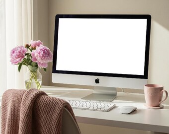 Feminin iMac-modell: Rosa och guld-inspirerad bildbanksfoto
