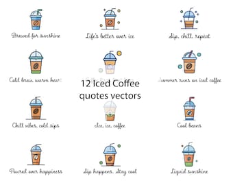 Eiskaffee-Clip Art: Sommer-Café PNG-Grafik (Digitaler Download