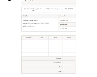 Editable Invoice Template Canva: Modern Business Form (Digital Download)