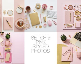 Feminine Pink & Gold Styled Stock Photos: Social Media Mockups (Digital Download)