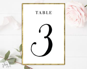Printable Table Numbers 1 50 Elegant Feminine Calligraphy Wedding Table Signs 5x7 Black Gold Rose Silver Lettering Instant Printable