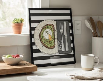 Moderne Avocado Toast Küche Wand Kunst | Digitaler Download