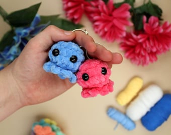 Mini crochet octopus keychain, super soft plushie, desk buddy, octopus gift, anxiety toy