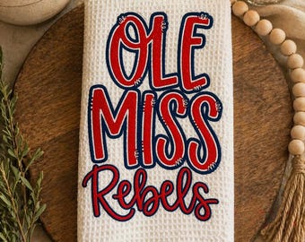 kitchen towel, hand towel, Ole miss, football gift, Mother’s Day, teacher gift, Football, graduate, college, mom, graduation, rebels, grad