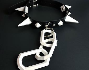 Black / White Low Poly Chunky Spike Collar | Fursuit Collar | Cosplay Collar | Costume | Choker