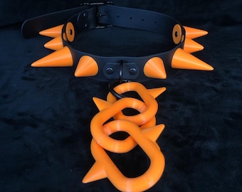 Black / Orange Chunky Spike Collar | Halloween | Fursuit Collar | Cosplay Collar | Costume