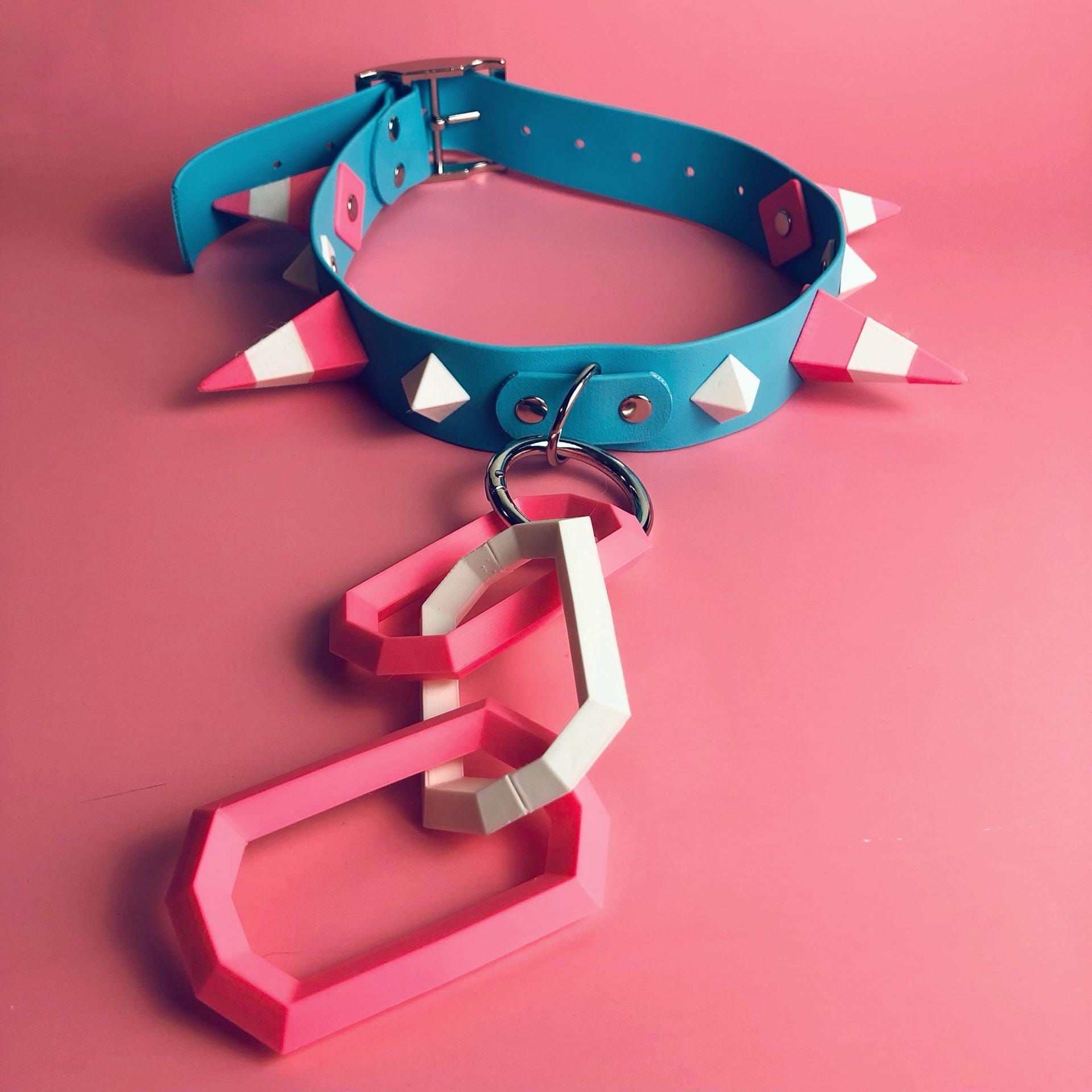 Trans Low Poly Chunky Spike Collar | Fursuit Collar | Cosplay Collar | Costume | Choker