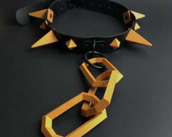 Black / Gold Low Poly Chunky Spike Collar | Fursuit Collar | Cosplay Collar | Costume | Choker