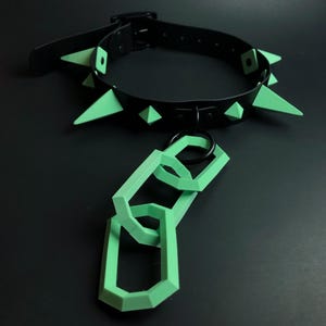 Mint Green / Black Low Poly Chunky Spike Collar | Fursuit Collar | Cosplay Collar | Costume | Choker