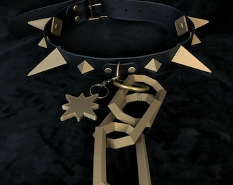 Black / Bronze Low Poly Chunky Spike Collar | Fursuit Collar | Cosplay Collar | Costume | Choker