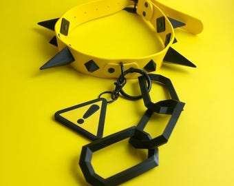 Caution Yellow / Black Low Poly Chunky Spike Collar | Fursuit Collar | Cosplay Collar | Costume | Choker