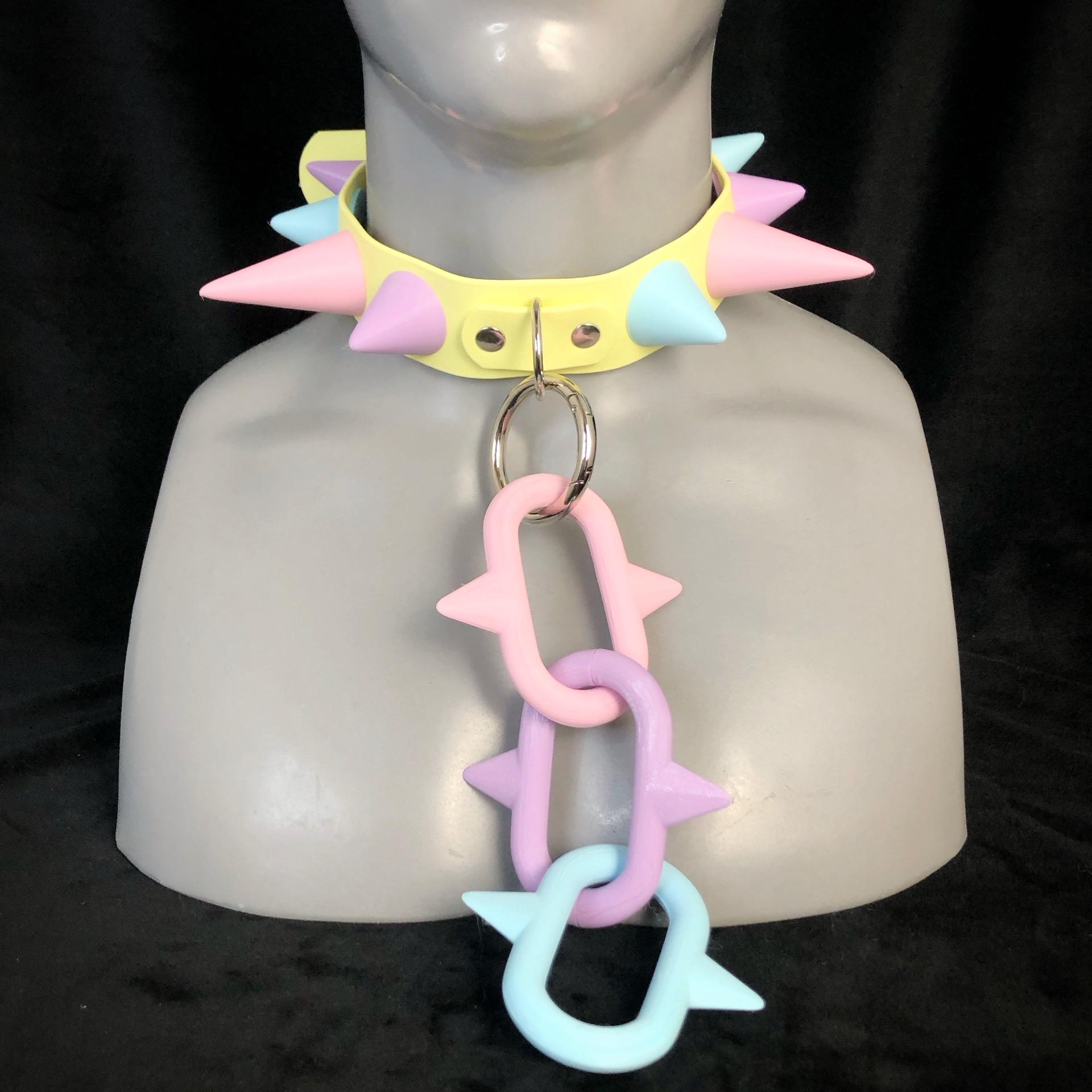 Small Pastel Yellow / Pastel Pink / Lilac Purple / Pastel Blue Chunky Spike Collar | Clowncore | Choker | Pastel Goth | Rave | Kidcore