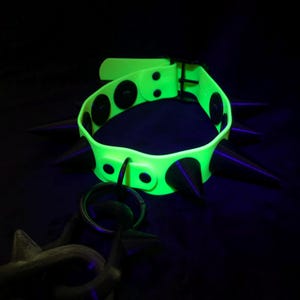 Small Neon Yellow / Black UV Reactive Chunky Spike Collar | Choker | Rave | Goth | Clown image 6