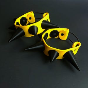 Yellow / Black Wrist Cuffs | Chunky Spike Cuffs | Fursuit | Cosplay | Costume | Therian