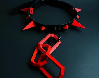 Red / Black Low Poly Chunky Spike Fursuit Collar | Cosplay Collar | Costume