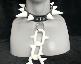 Black / White Chunky Spike Collar | Costume Collar | Fursuit | Cosplay