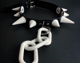 Black / White Chunky Spike Collar | Fursuit Collar | Cosplay Collar | Costume