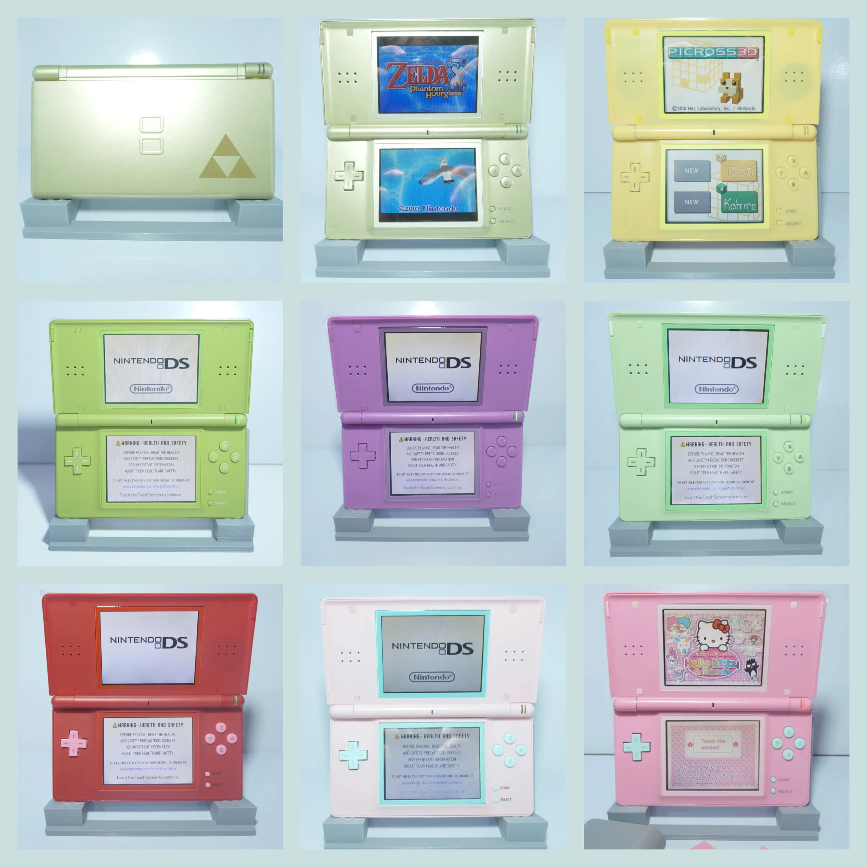 Nintendo DS Lite Videogame Console Various Colors Reshelled With Stylus