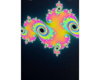 Fractal Wall Art Print, Seepferdchen Fraktal, Neon Psychedelic Poster, Trippy Dorm Decor