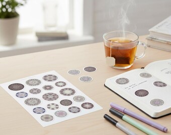 Hoja de pegatinas imprimibles, pegatinas de caleidoscopio mandala psicodélico, pegatinas psicodélicas para agenda, descarga instantánea.