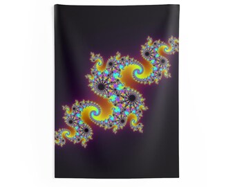 Psychedelic Tapestry Wall Hanging, Drache Fraktal, Neon Fractal Wall Hanging, Trippy Dorm Decor