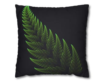 Psychedelic Throw Pillow Cover 18x18, Neon Fern Cushion, Botanical Fractal Art, Trippy Dorm Decor