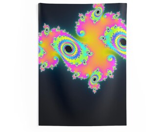 Psychedelic Tapestry Wall Hanging, Seepferdchen Fraktal, Neon Fractal Wall Hanging, Trippy Dorm Decor