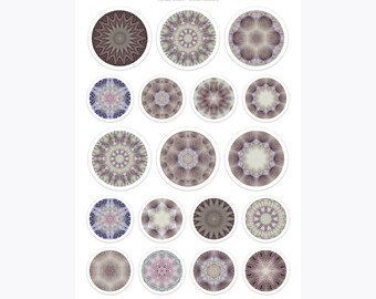 Printable Sticker Sheet, Trippy Mandala Kaleidoscope Stickers, Psychedelic Planner Stickers, Instant Download