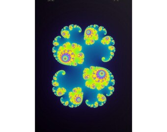 Fractal Wall Art Print, Spiralgalaxie Fraktal, Neon Psychedelic Poster, Trippy Dorm Decor